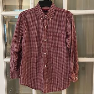 Gap Kids Red and grey plaid size 10 button-down long-sleeve shirt